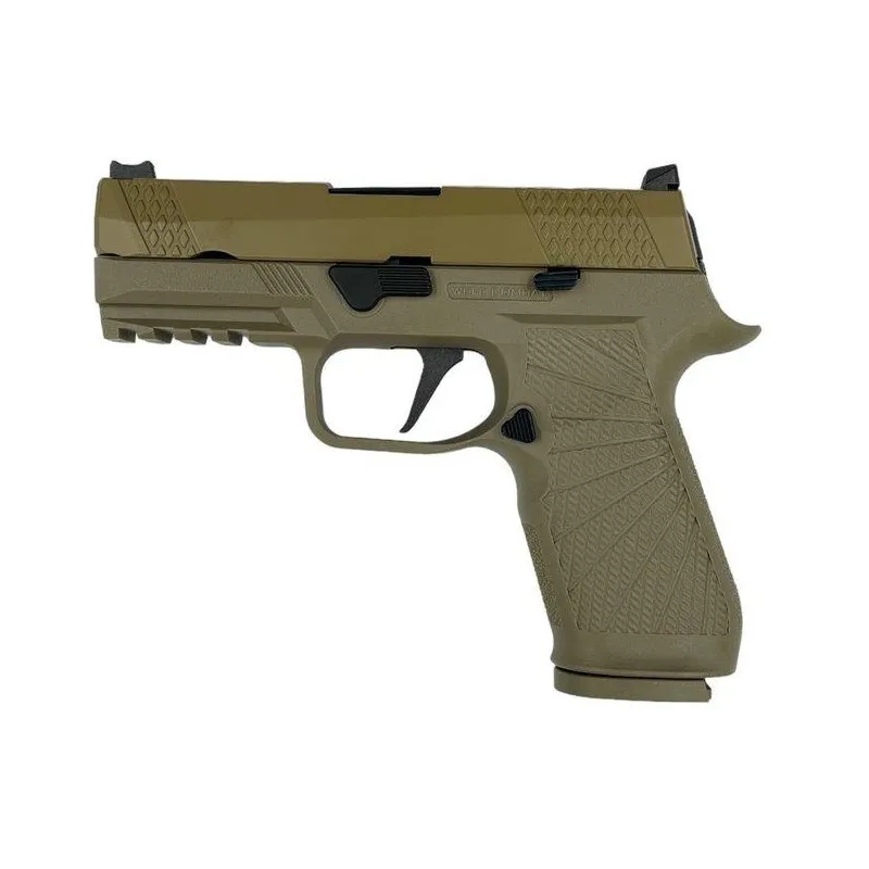 Pistolet GBB WE F18 V2 tan compact, vue de profil gauche
