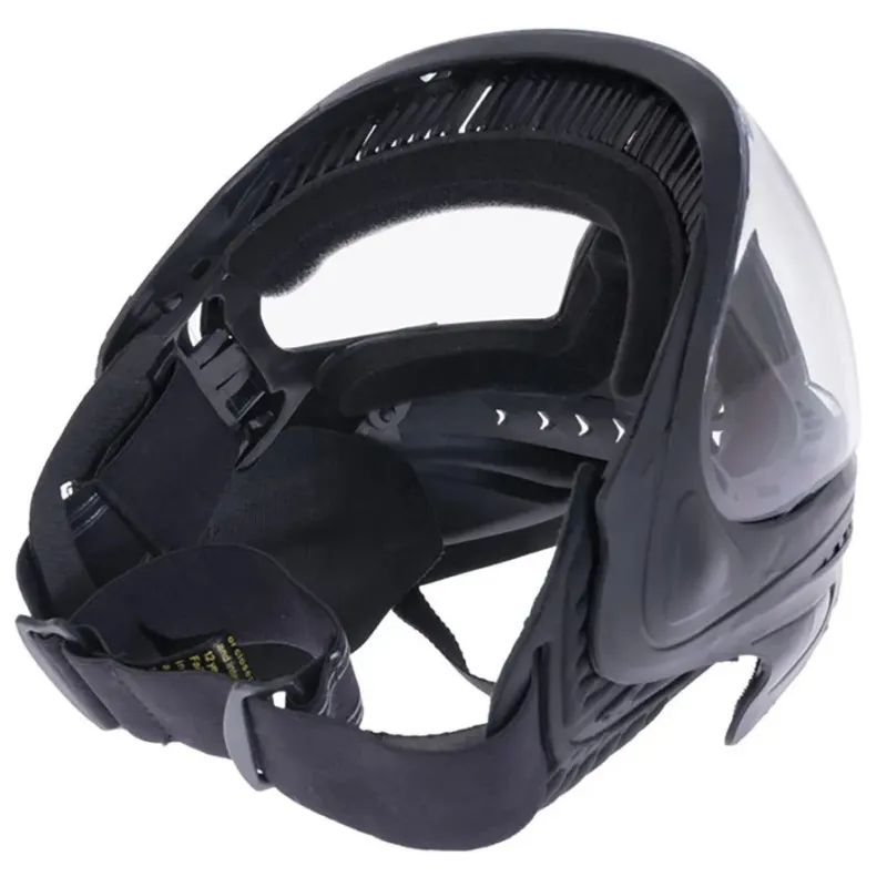 Intérieur du masque complet FMA F1 noir, mousse autour de l'écran et sangle réglable