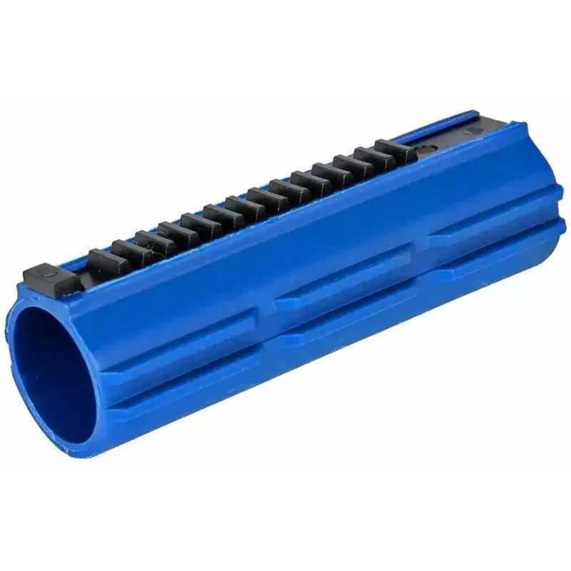 Piston Specna Arms 14 dents polymère bleu, vue trois-quarts côté ouverture
