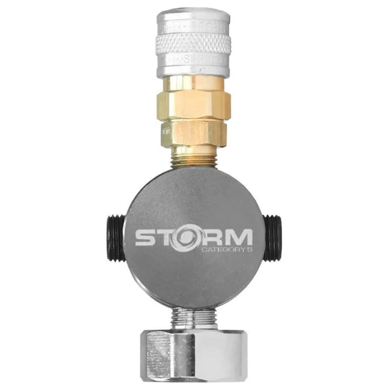 Régulateur HPA Wolverine Storm catégorie 5, vue de dessus avec marquage et raccords