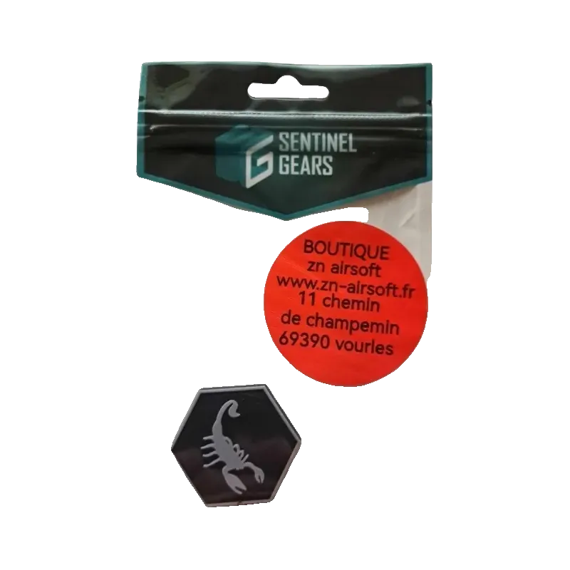 PATCH - Sentinel Gears - Signe Scorpion illustré HEX - Noir et gris