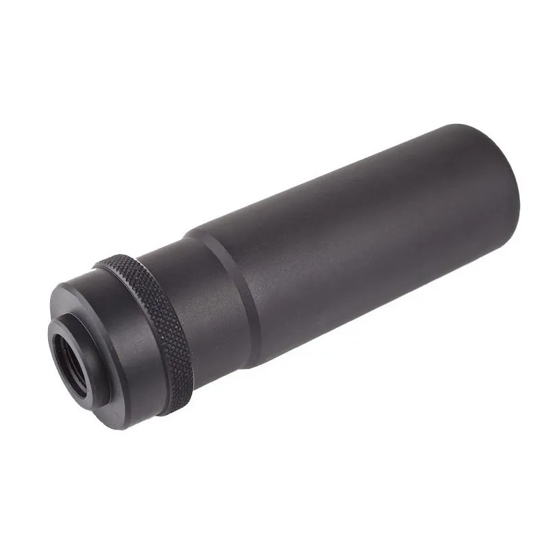 Silencieux Tokyo Marui Pro type Short noir, bague moletée et filetage 14 mm CCW côté arrière