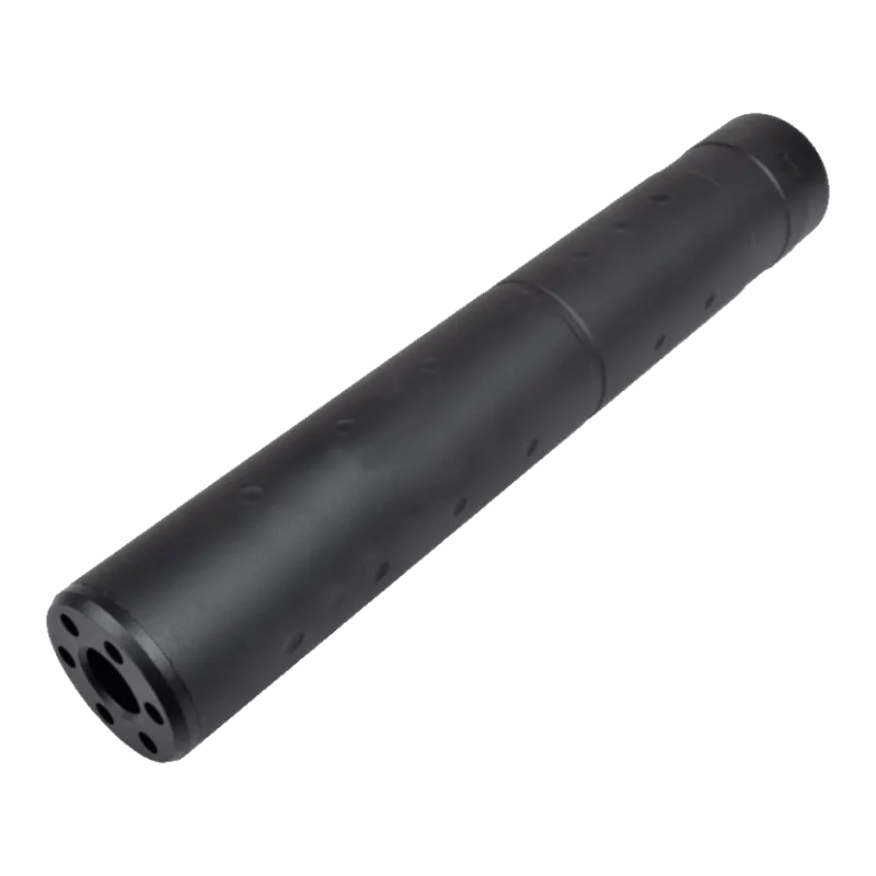 Silencieux CYMA alvéolé 195 mm noir en diagonale, corps en aluminium
