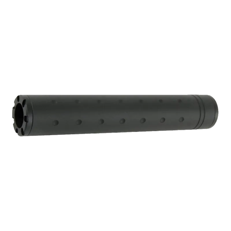 Silencieux Slong Airsoft alvéolé 200 mm noir, profil côté gauche, rangées d'alvéoles