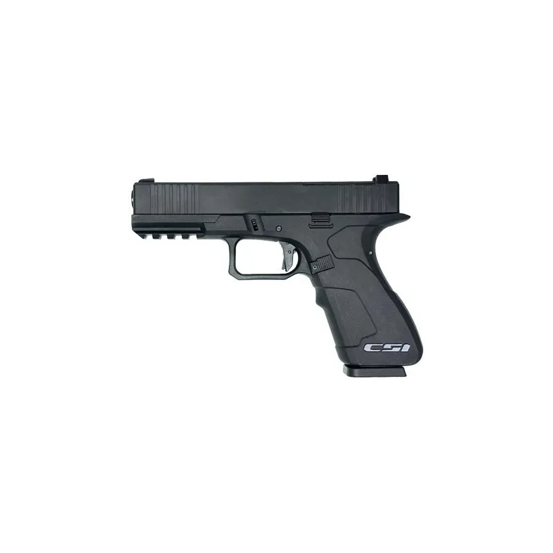 Pistolet GBB Poseidon x CSI XO-17 noir, vue de profil droit avec logo CSI sur la poignée