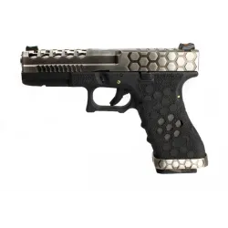 AW Custom VX0100 Hex Cut GBB Noir/Silver | Pistolet Airsoft