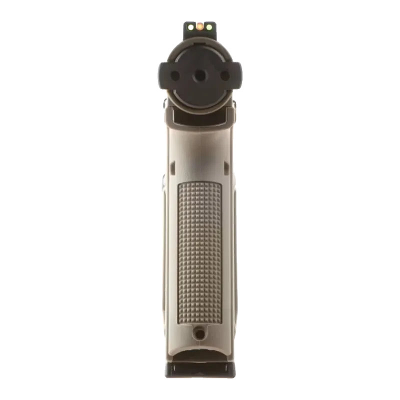 Pistolet GBB Action Army AAP-01 tan, vue arrière de la poignée et de la hausse