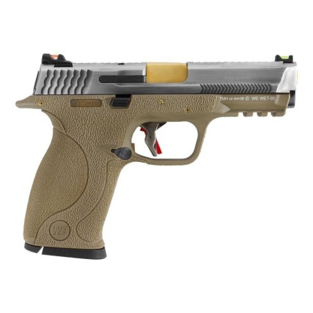 WE - Pistolet GBB WET-05 SV Métal Version - Tan et Argent