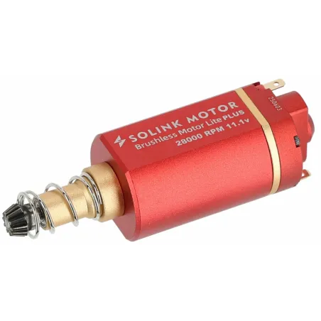 Moteur brushless SOLINK Lite 28K axe long rouge vue profil
