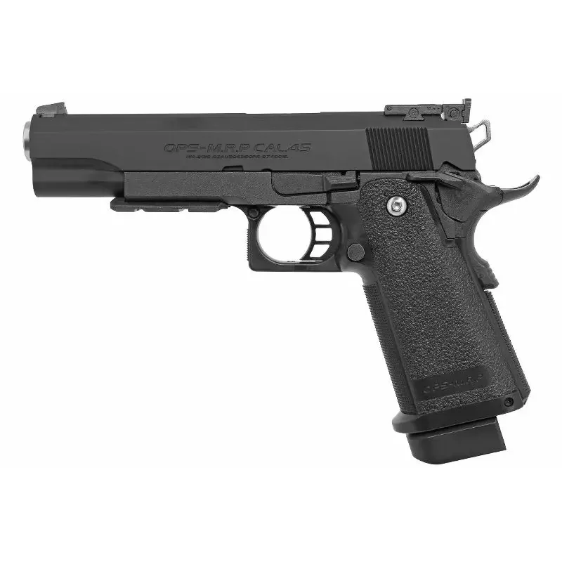 Pistolet GBB Tokyo Marui Hi-Capa 5.1 noir vue de profil gauche marquage OPS-M.R.P