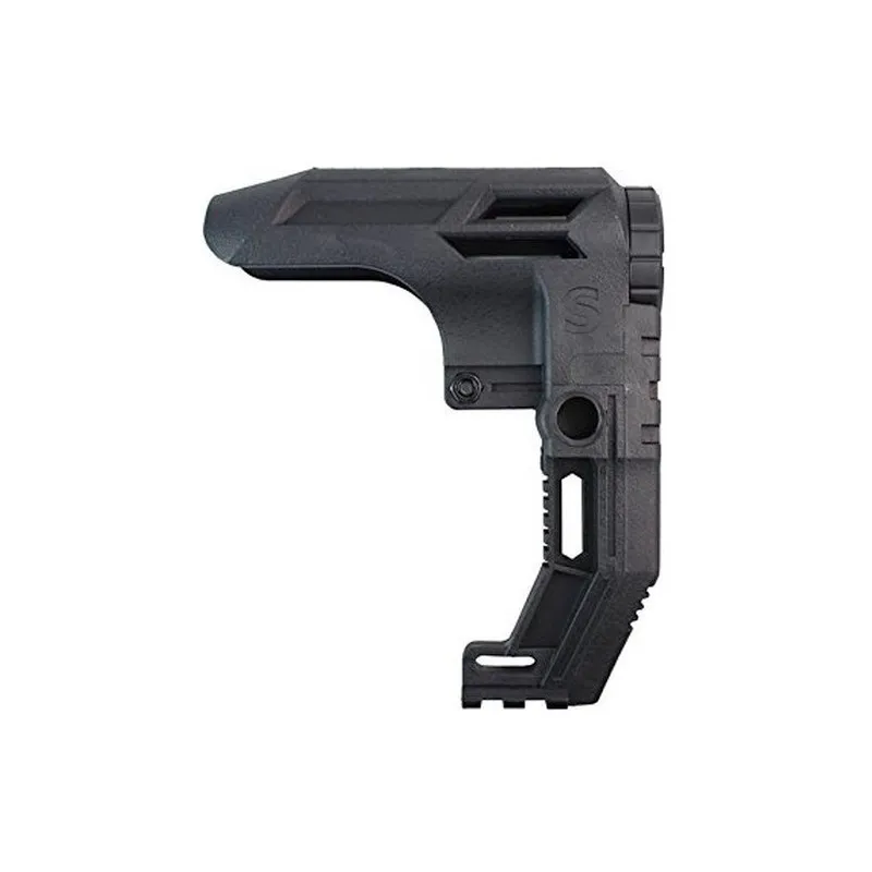 Crosse fixe compacte Slong Airsoft noire pour M4, vue de profil seule