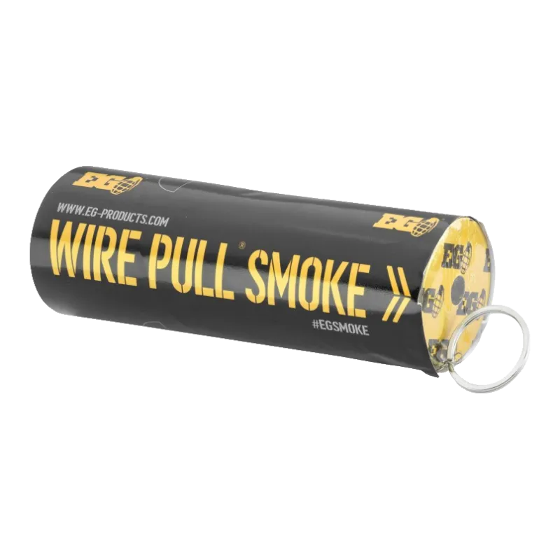 Fumigène Enola Gaye WP40 jaune Wire Pull couché, anneau de goupille visible
