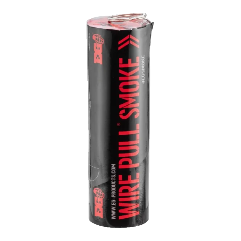 Fumigène Enola Gaye WP40 rouge Wire Pull debout, marquage EG et Wire Pull Smoke