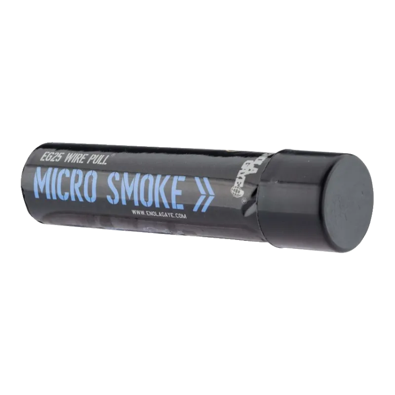Fumigène Enola Gaye EG25 Micro Smoke bleu couché, vue côté capuchon