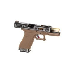 WE - Pistolet GBB G-Force 17 SV Or Barrel Métal Version - Tan et Argent