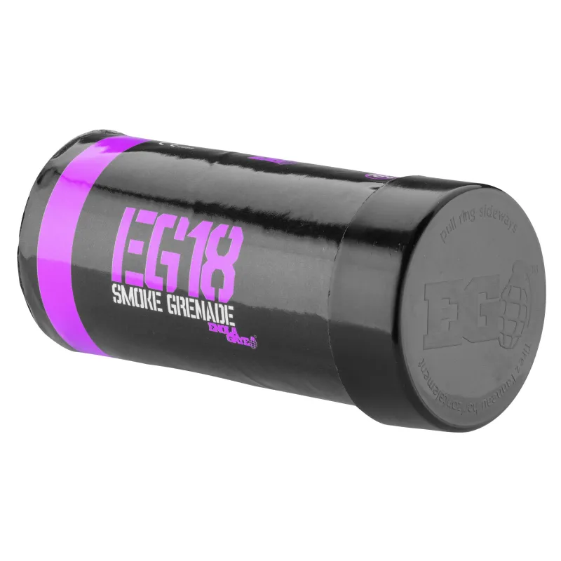 Fumigène Enola Gaye EG18 violet couché, vue côté capuchon marqué EG
